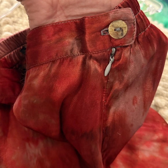 vtg Citron Santa Monica Red Silk Blend Art Print Wide Leg Pants Medium - Picture 7 of 12